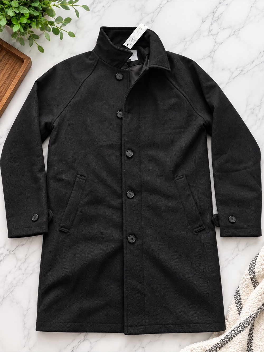 Goodfellow & Co Black Single-Breasted Trench Coat